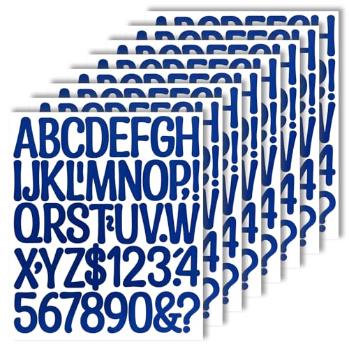 2-Inch Letter Number Sticker - Self Adhesive Capital Alphabet Stickers for Mailbox, Bulletin Board, Scrapbooking and DIY Crafts Making, 8 Sheets Navy Blue - color: Blue