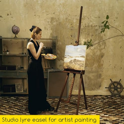 MEEDEN Large Painters Easel Adjustable Solid Beech Wood Artist Easel, Studio Easel for Adults with Brush Holder, Holds Canvas up to 48" - Walnut - color: Walnut