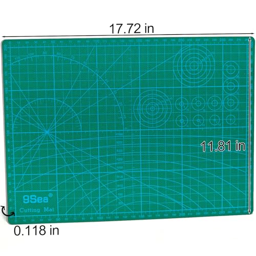 Self Healing Cutting Mat with Grid for Handmade Paper Cutting, Leather Crafts, Carving, Desktop Protectors 5-Ply Quilting Board A3-45x30x0.3cm(18 x12 x 0.118in Green) - size: 17.7"L x 11.8"W
