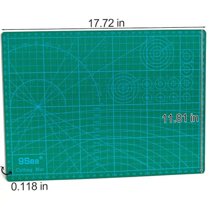 Self Healing Cutting Mat with Grid for Handmade Paper Cutting, Leather Crafts, Carving, Desktop Protectors 5-Ply Quilting Board A3-45x30x0.3cm(18 x12 x 0.118in Green) - size: 17.7"L x 11.8"W