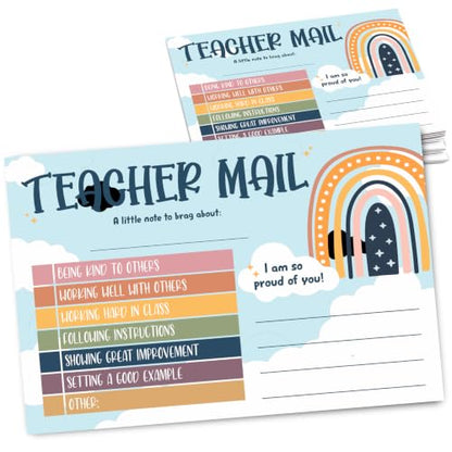 Rainbow Teacher Mail Incentive Cards Note to Parents, Preschool, Elementary Teacher Classroom Must Haves Good Behavior Incentive Cards to Send Home - color: Blue
