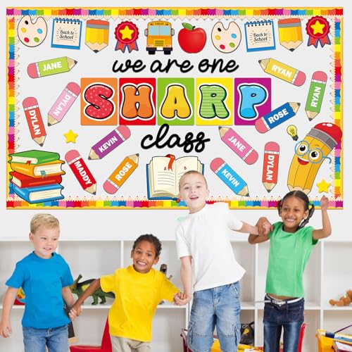 gisgfim Back to School Bulletin Board Decorations We are One Sharp Class First Day of School Classroom Decor Writable Pencil Paper Cutouts Bulletin Board Set for Preschool Elementary Decor Supplies - style: We Are One Sharp Class