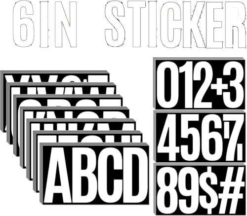 30 Sheets 159 PCS Large Letter and Numbers Stickers 6inch Vinyl Self Adhesive Stickers for Crafts Outdoor Sign Wall Mailbox Windows Doors Car Poster Board, Homes, Businesses, Address Numbers(White) - color: White, size: 6 inch