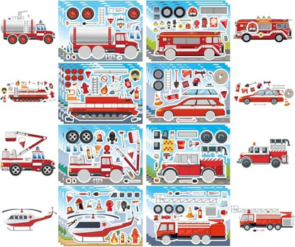 24 Sheets Rescue Vehicle Stickers for Kids, Make Your Own Tow Truck Stickers for Toddlers, Relief Vehicles Theme Sticker for Classroom Teacher Reward(Fire Trucks, Helicopters, Water Trucks) - style: Truck