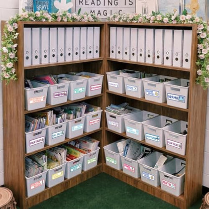 Tinlade 56 Pcs Back to School Classroom Library Labels for School Genre Topic Book Classroom Library Organization Teacher Supplies Cards for Book Bins Bookshelf Reading Corner(Classic) - style: Classic