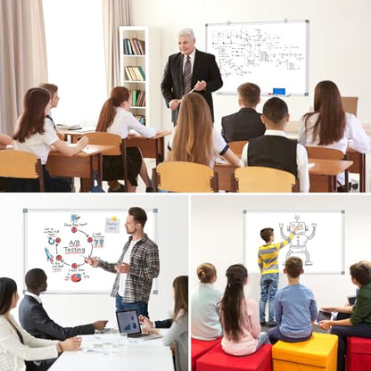 H-Qprobd Magnetic Dry Erase White Board, Dry Erase Board for Wall 48" X 36" Aluminum Frame, Hanging Whiteboard for Home, School, Office, Kitchen