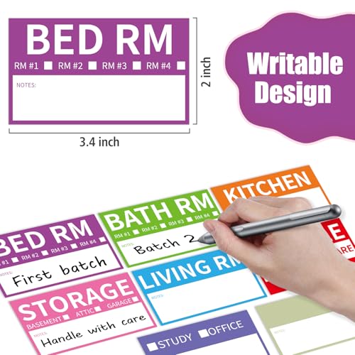 340 Home Moving Labels, 3.4 x 2 inches, 8-Color Coded Packing Box Stickers with Fragile and Blank Customizable Labels