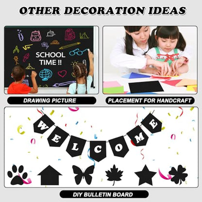 Black Bulletin Board Paper Roll,14.8FTx47IN Large Reusable Waterproof Erasable Classroom Wall Background Backdrop, Fade-Resistant Fabric Wrapping Paper School Decors Teacher Supplies - color: Black