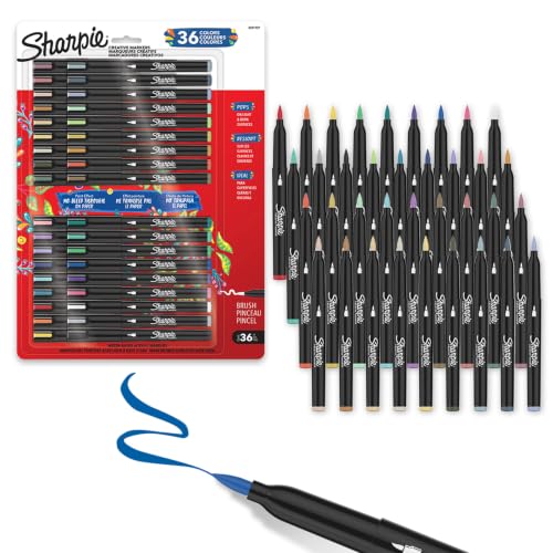 Sharpie Creative Markers Variety Pack, Water-Based Acrylic Paint Markers, Brush Tip, Assorted, 36 Count - style: 36 Count Brush Tip