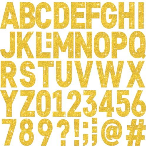 196 PCS 24 Sheets Large Gold Letter Stickers 6 Inch Big Font Glitter Alphabet Number Stickers Self Adhesive Stick on Letters for Poster Board Bulletin Board Mailbox Crafts Classroom Home Decor(Gold) - color: Gold, size: 6 Inch