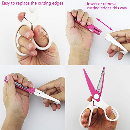 Decorative Scissors Set, 5 Pairs Craft Scissors Decorative Edges with Portable Organizing Container