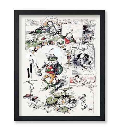 Poster Master Vintage Frog Poster - Retro Smoking Frog Print - Surrealism Art - Mushroom Art - Gift for Men, Women & Animal Lover - Funny Decor for Bedroom or Living Room - 8x10 UNFRAMED Wall Art - color: Style-04, size: 8"L x 10"W