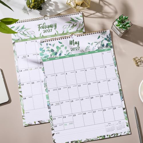 2027 Calendar - 2027 Wall Calendar, 12 Monthly Wall Calendar 2027 from January 2027 - December 2027, 12" x 17", Twin-Wire Binding + Hanging Hook + Ruled Blocks + Thick Paper with Julian Dates - Floral