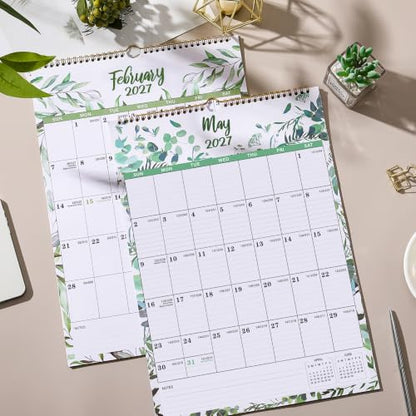 2027 Calendar - 2027 Wall Calendar, 12 Monthly Wall Calendar 2027 from January 2027 - December 2027, 12" x 17", Twin-Wire Binding + Hanging Hook + Ruled Blocks + Thick Paper with Julian Dates - Floral