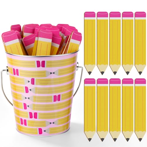 101 Pcs Pencil Flip Name Sticks with Metal Box, 100 Pcs Back to School Flip Name Sticks for Classroom, Classroom Names Stick for Teacher Student Grouping Tally Educational and Learning Supplies - color: Pencil