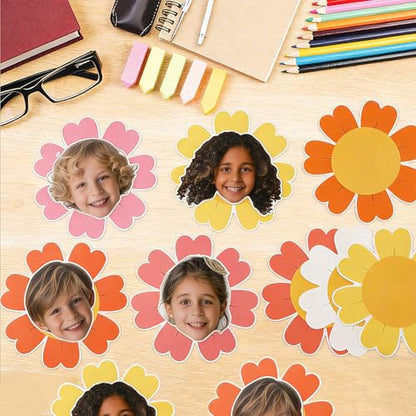 60pcs Spring Theme Flower Cutouts Boho Daisy Bulletin Board Decoration Back to School Flower Paper Cut-Outs Classroom Decor for Kids Classroom DIY Craft Photo Kindergarten Preschool Wall Door Supplies - style: Spring Boho Daisy Flower