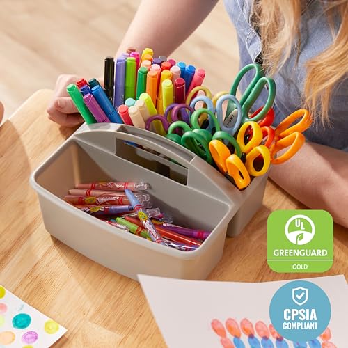 ECR4Kids 3-Compartment Small Plastic Caddy, Multipurpose Organization, Grey, 6-Pack - color: Grey