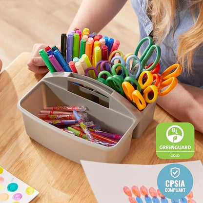 ECR4Kids 3-Compartment Small Plastic Caddy, Multipurpose Organization, Grey, 6-Pack - color: Grey