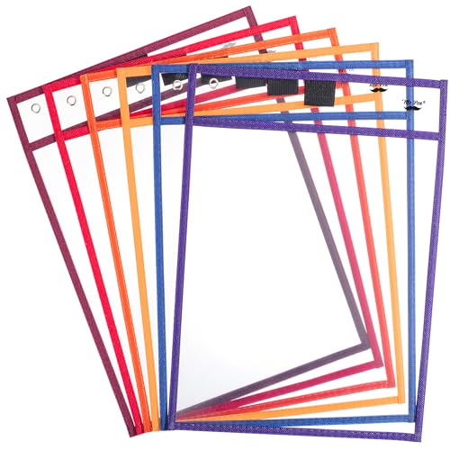 Mr. Pen- Reusable Dry Erase Pocket Sleeves, 10" x 14", 6 Pack, Sunset Color | Clear Plastic Paper Sleeves, Ticket Holders, Clear Plastic Sheet Protectors, Teacher, School, Classroom Supplies - color: Sunset, size: 6 Pack