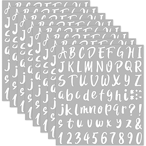 Outus 576 Pcs 8 Sheets Letters Stickers Vinyl Alphabet Number Decals Back to School Supplies for Water Bottles Cups Mailbox Scrapbooking Bulletin Board Classroom Decor(White,1.5 Inch) - color: White, size: 1.5 Inch