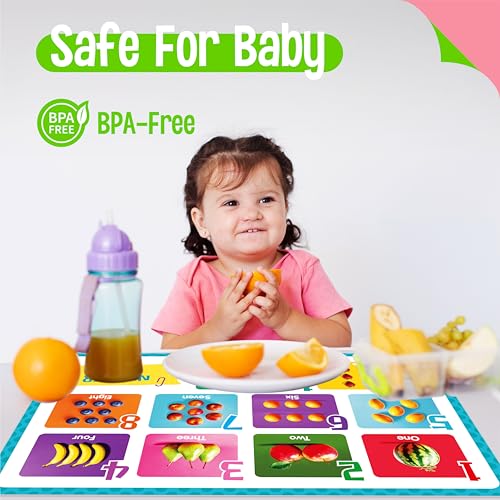 6 Pack Placemats for Kids, Non-Slip Washable, Reusable Alphabet, Number, Shape & Color, Universe, Map, Different Themed Educational Table Mats for Home, Kindergarten, Classroom, Nursery - style: Education-D