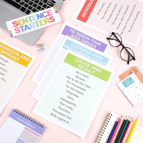 Dunzoom 9 Pieces Sentence Starters Posters Descriptive Vocabulary Classroom Educational Posters English Grammar Chart Bulletin Board Decoration for Middle High School Classroom(Classic Style) - style: Classic