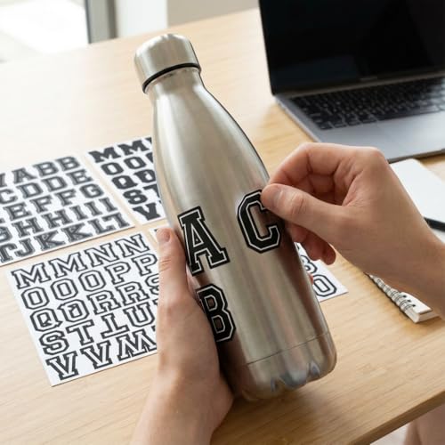 Varsity Letterman Alphabet Stickers – 150+ Black and White Collegiate Vinyl Letter Decals, 2.4 Inch Tall, for Posters, Arts, Crafts, Scrapbooking, and Personalization