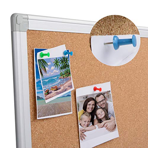 Cork Board Bulletin Board 24 x 36, Silver Aluminium Framed 2x3 Corkboard, Office Board for Wall Cork, Large Wall Mounted Notice Pin Board - size: 24" x 36"