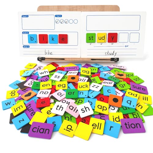 Large Phonics Word Building Magnetic Letters Digraphs Tiles Set | Enlarged 239 Pieces of Color-coded Magnet Tiles with 2 Magnetic Spelling Boards for Science of Reading Classroom Practice