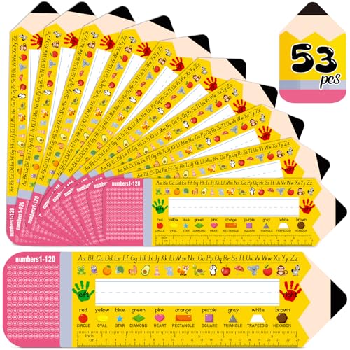 53Pcs Pencil Desks Name Tags Decorations for Classroom : Welcome Back to School Decor First Day Student Name Plates Decor Party Supplies