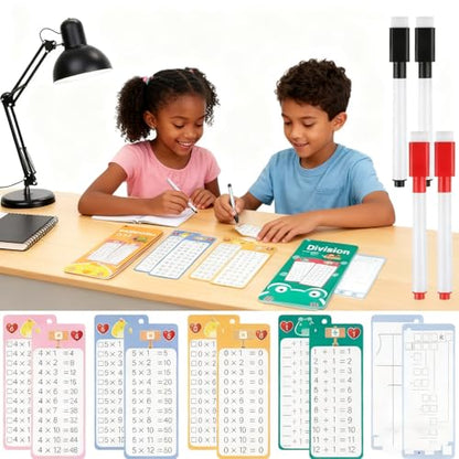 Multiplication and Division Flash Cards 30 Pcs, 0-12 Math Flash Cards with 4 Dry Erase Pens 2 Rings, Educational Time Table Flash Card for 1st-3rd Graders Multiplication Game