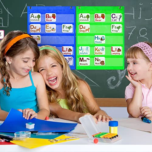 Lincia 6 Pcs Classroom Magnetic Pocket Chart Squares Teacher Small Mini Pocket Chart Organizer Back to School Resources for Homeschool Schedule Activities, 6 Colors(17.7 x 14 Inch)