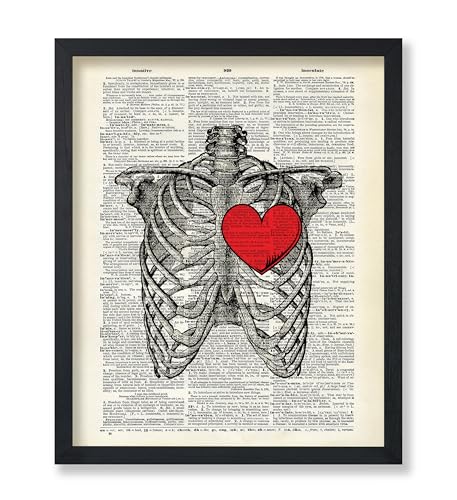 Poster Master Heart and Ribcage Print - Skeleton Poster - Dictionary Art - Romantic Gift for Men, Women, Nurse, Doctor - Wall Decor for Clinic, Bedroom - 8x10 UNFRAMED Wall Art - color: Style-10, size: 8"L x 10"W