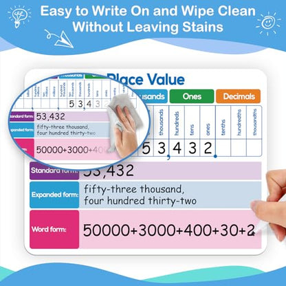 Aizweb 12 Pack Place Value Dry Erase Board Card,12" x 9"Regrouping Base Ten Small Whiteboard Math Manipulatives Addition Subtraction Game for Student Classroom Must Have Homeschool Teacher Supplies - style: 12 Pack Place Value