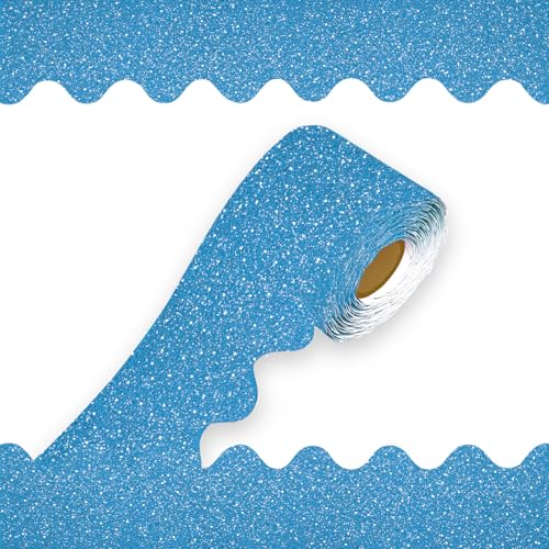 69Feet Bulletin Board Borders, Board Trims Shiny Decorative Border Trims Sparkle,Classroom Decor,Poster Board, Whiteboard, Wall Decoration,Party, Decoration with Classroom Border(Blue) - color: Blue