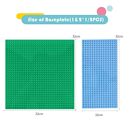Classic Base Plates Compatible with Bricks & Baseplates, 10"x 10" and 10"x 5" Building Base Combo Set, Thick Boards Base Plates Can Be Used to Build Double Layer Buildings - 3pcs - size: 3PCS