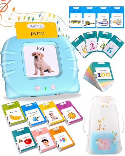 510 Words Spanish Flash Cards for Kids, Autism Toys for Toddlers 2-3 Years Old, Speech Therapy Toys, Educational Learning Flash Cards for Boys and Girls Blue(Spanish/English/Bilingual) - style: Spanish 510 Words (Blue)