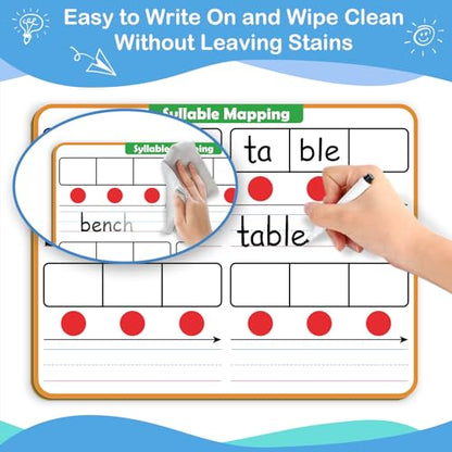 Aizweb Phonemic Awareness Dry Erase Board,9" x 12" Syllable Small Whiteboard,Speech Therapy Material Phonics Games, Letter Sound,Science Reading Manipulative,Preschool Kindergarten Classroom Must Have - style: Sound & Syllable Mapping