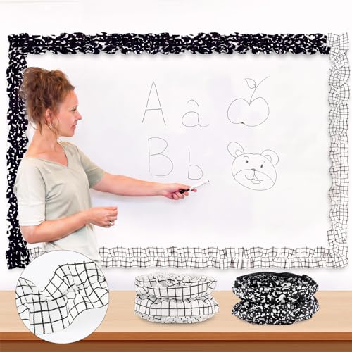 Mooliwe 4 Rolls 40ft Ruffled Black and White Bulletin Board Border for Classroom Fabric Decorate Bulletin Board Trim for Back to School Classroom Teacher Desks Doors Walls Decorations Essentials - style: Popular Styles