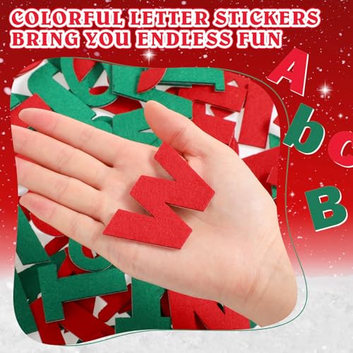 Breling 310 Pieces Felt Letter Bulletin Board Letters Sticker with Number 2" Bulk Self Adhesive ABC Upper Lowercase Sticky Letter for Xmas Gift Bulletin Board Classroom(Christmas Color) - color: Christmas Color