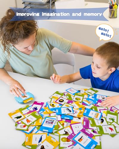 510 Words Spanish Flash Cards for Kids, Autism Toys for Toddlers 2-3 Years Old, Speech Therapy Toys, Educational Learning Flash Cards for Boys and Girls Blue(Spanish/English/Bilingual) - style: Spanish 510 Words (Blue)