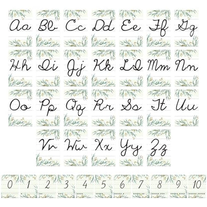 Gilprop Eucalyptus Bulletin Board Alphabet Letters, 37 Pcs Cursive Abc Alphabet Poster Classroom Decor Set Preschool Kindergarten Primary School Classroom Wall Decor Daycare Homeschool Supplies - style: Eucalyptus