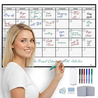 Large Dry Erase Calendar for Wall 24x36, Giant Family Office Big Reusable, Monthly Planner Erasable Month, Rolled Whiteboard White Board, 36x24 Calendar Dry Erase for Undated Wall Large Classroom - size: Medium (24 x 36 inch)