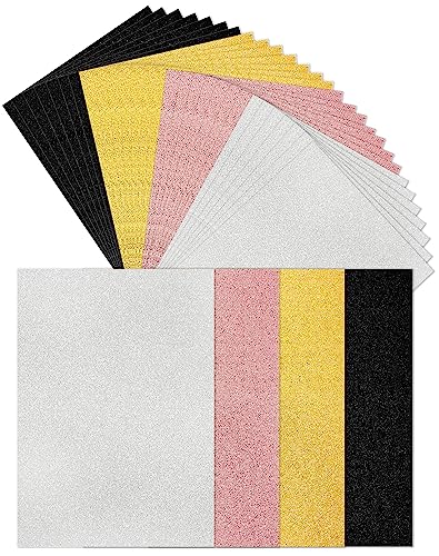 32 Pack Glitter Cardstock Paper Sheets A4 Thick Cardstock Foil 250 GSM Colored Sparkly Paper for Cricut Scrapbook Poster Cardboard Party Decor DIY Craft (8.5" x 11", 4 Classic Colors) - color: Glitter Style