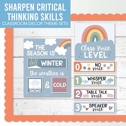 Hadley Designs Classroom Calendar Set Bulletin Board Decorations - Boho School Calendar for Classroom Decor, Kindergarten Preschool Elementary Teacher Must Haves, Homeschool & Daycare Essentials - style: Boho Pastel