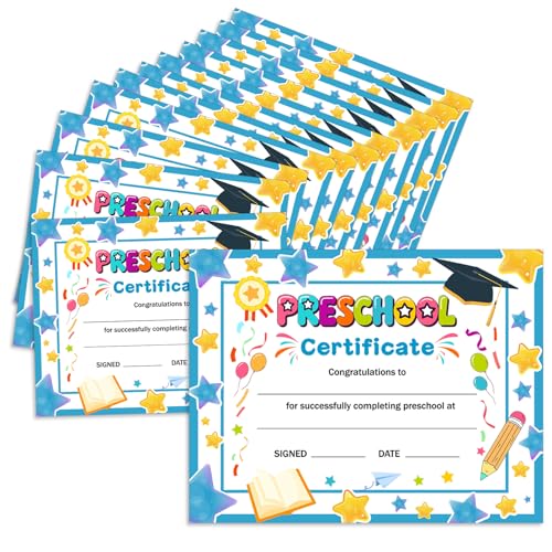 Preschool Kindergarten Diploma Graduation Certificates 30 Pcs Prek Preschool Graduation Diploma Certificate Achievement Award Certificate for Kids Student Teacher Preschools Graduations Gift Supplies - color: Preschool a