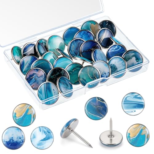 BESARME 30 Pcs Ocean Push Pins for Bulletin Board, Thumb Tacks for Wall Desk Accessories Decorative Push Pins for Classroom Office Home Decor Cork Board - color: Ocean
