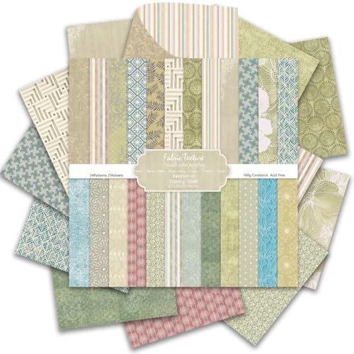 24 Sheets Scrapbook Paper - Boho Patterned Cardstock Paper Pads, 12"x12" 160gsm Coloured Double Sided Decorative Craft Papers for Scrapbooking, Card Making, Journaling and DIY Projects (Boho 4) - color: Boho 4