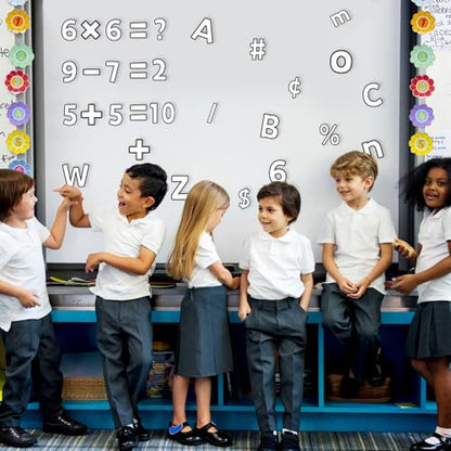 266 Pcs Letters Combo Pack Set Bulletin Board Letters White & Black Letters and Number Accents for Kids Bulletin Board Display Home School Classroom Decor - style: White & Black Border