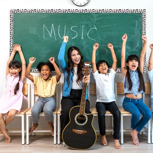 BeYumi Music Notes Border Trim - 65ft Back to School Musical Notes Holographic Straight Rolled Border Trim Iridescent Music Themed Bulletin Board Set Classroom Office Chalkboard Door Party Decoration - style: Musical Notes